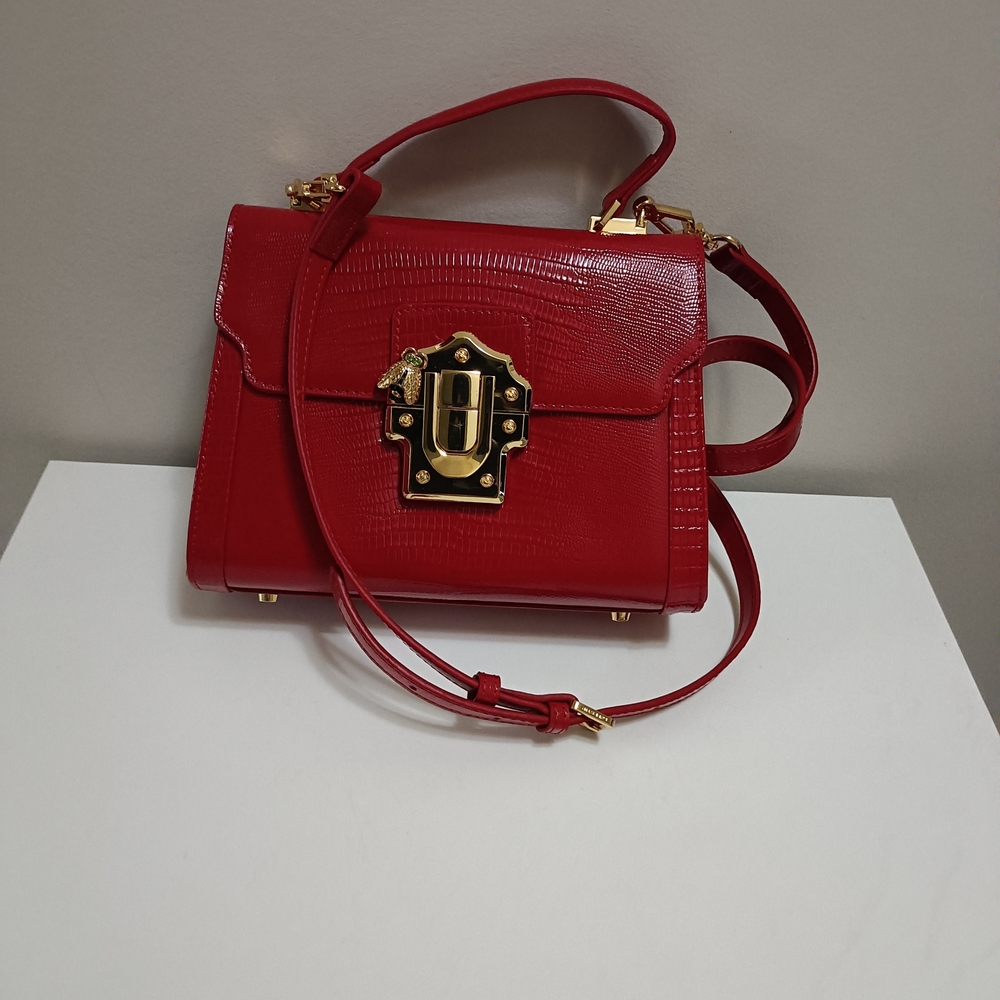 Aldo Red Croc-Texture Satchel